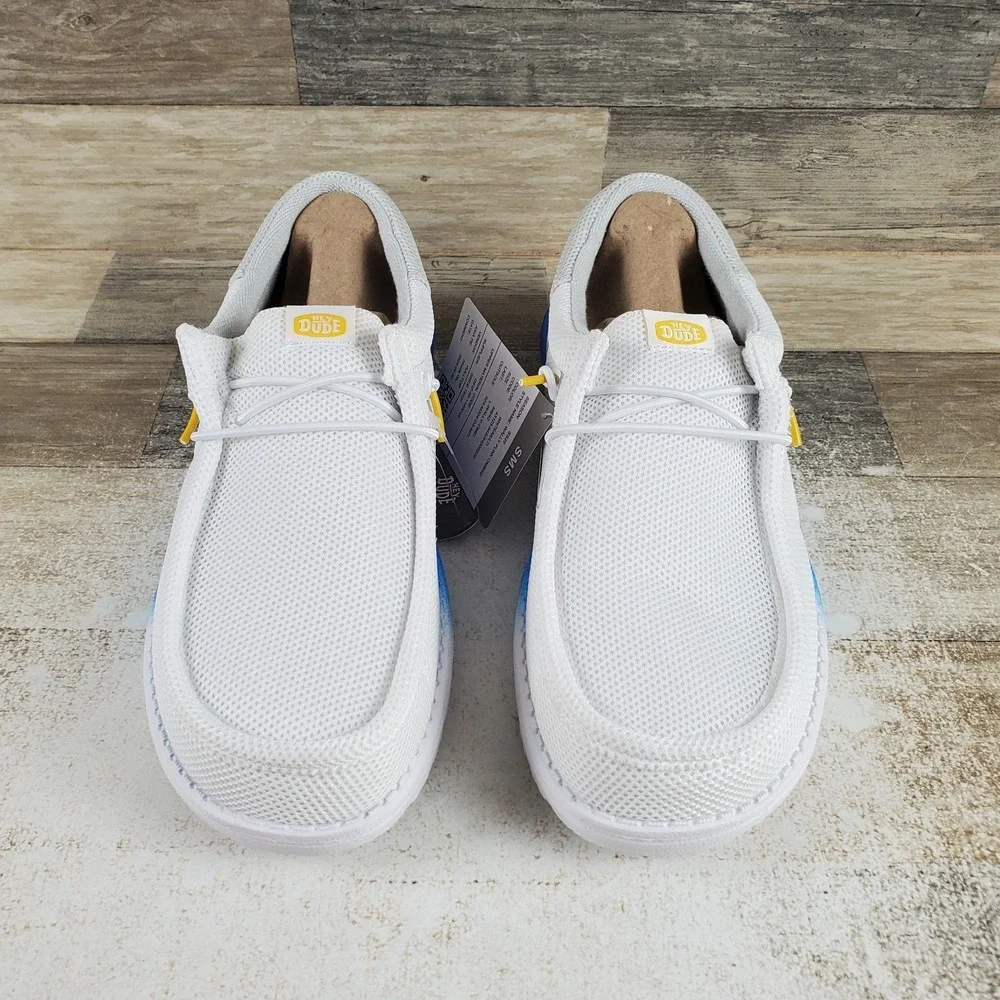 Hey Dude Wally Funk Ombre Mens Loafers Shoes Sz 9 White Multi Mesh Round Toe
